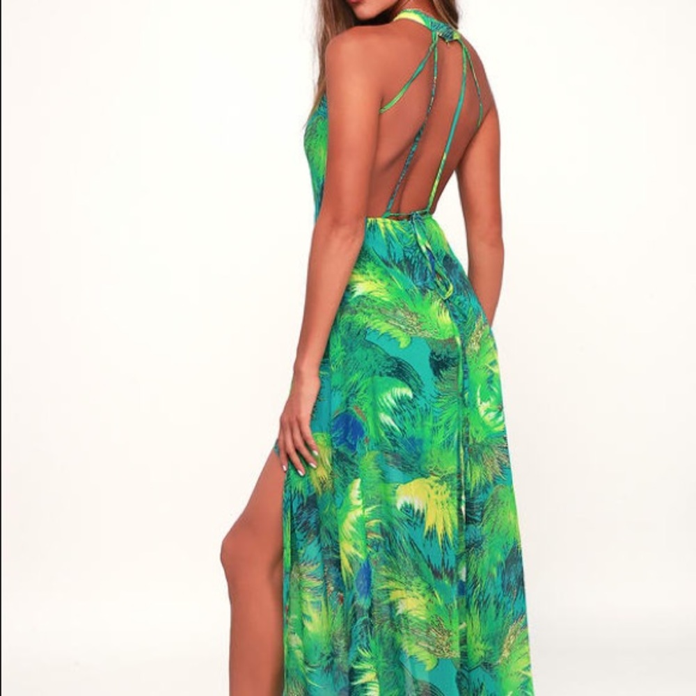 Tropic of Discussion Green Tropical Maxi Dress